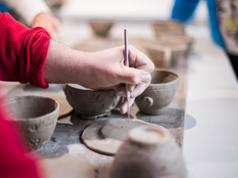 close up of a pottery workshop